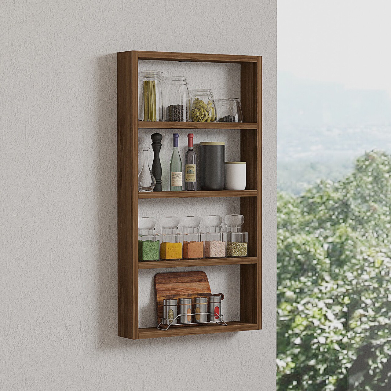 Raft de perete, Hanah Home, Quatro, 43.2x80x9 cm, Maro - imagine 6